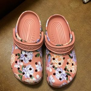 Pink Floral Crocs